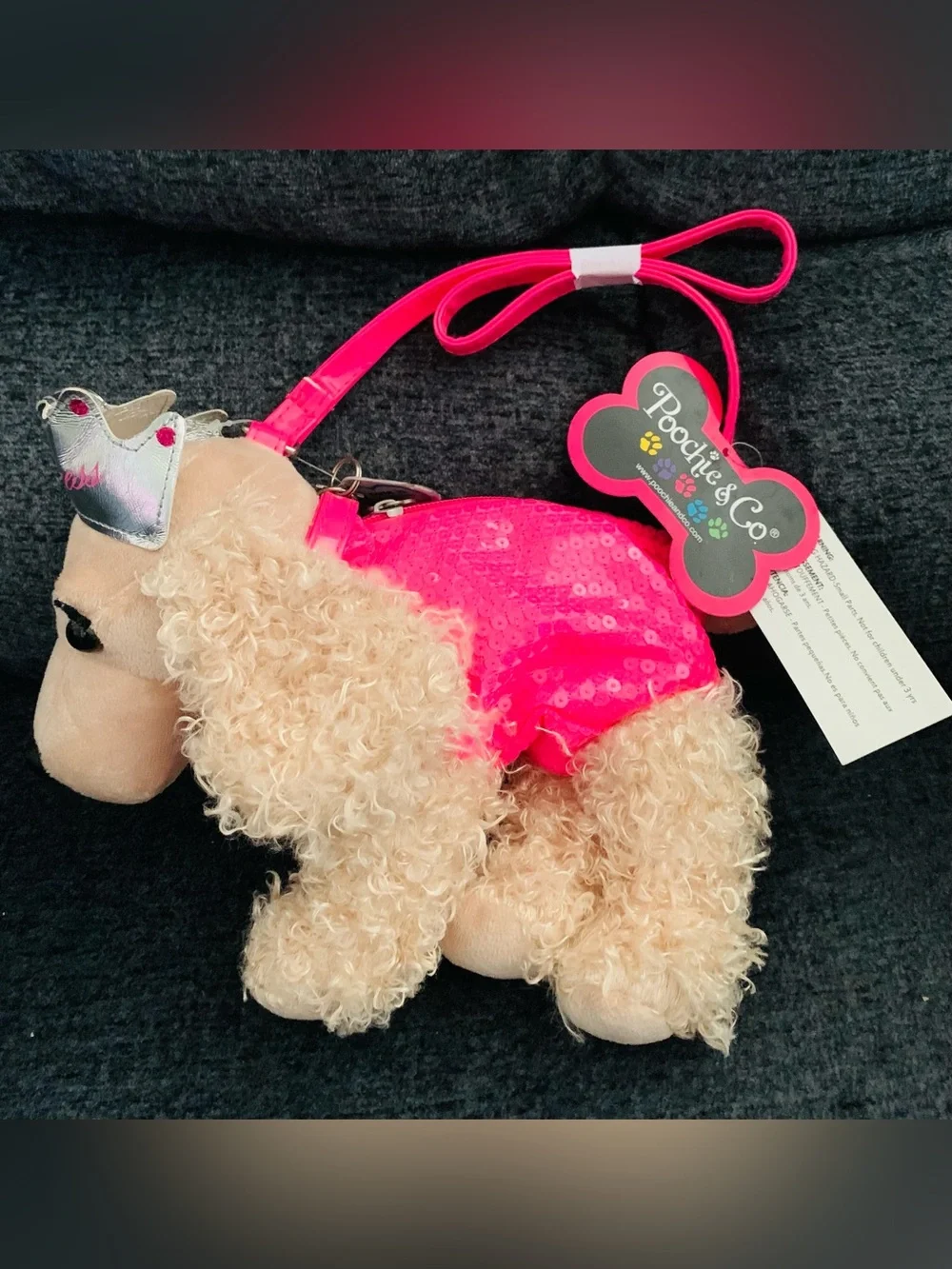 Poochie & Co Pink Sequined Plush Purse Dog Handbag New With Tags Girls Purse NWT